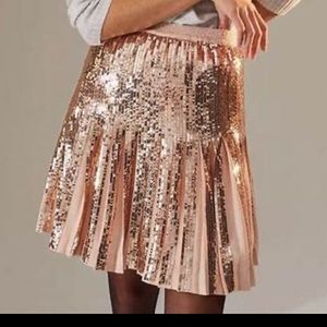 NWT Anthropologie Rose Gold Sequin Skirt Sz 6